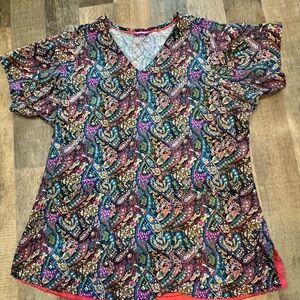 Vera Bradley Colorful Paisley Scrub Top